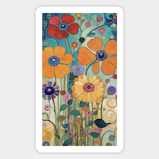 Gustav Klimt's Floral Opulence: Inspired Floral Pattern Magnet